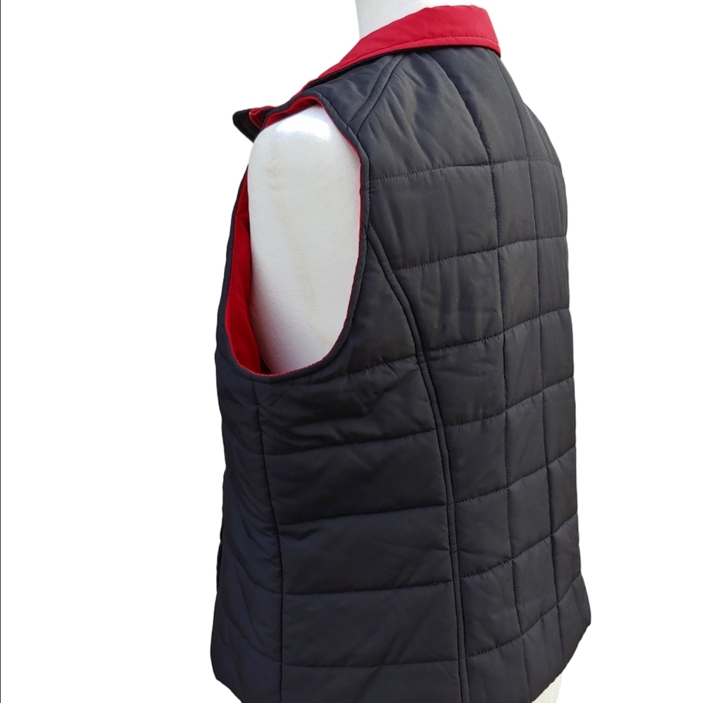 Lauren Ralph Lauren Red and Black Quilted Puffer Vest Women's Petite Large - Picture 13 of 15